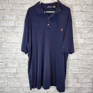 Polo Ralph Lauren Polo Shirt Navy Blue Short Sleeve Classic Pony Preppy 3XLT